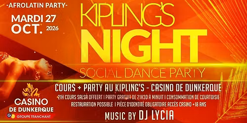 Kipling’s Night AfroLatin Social Dance Party Soirée Gratuite + Cours Salsa offert — Uitgaan in De Panne